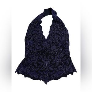 Vintage Floral Embroidered Halter Top